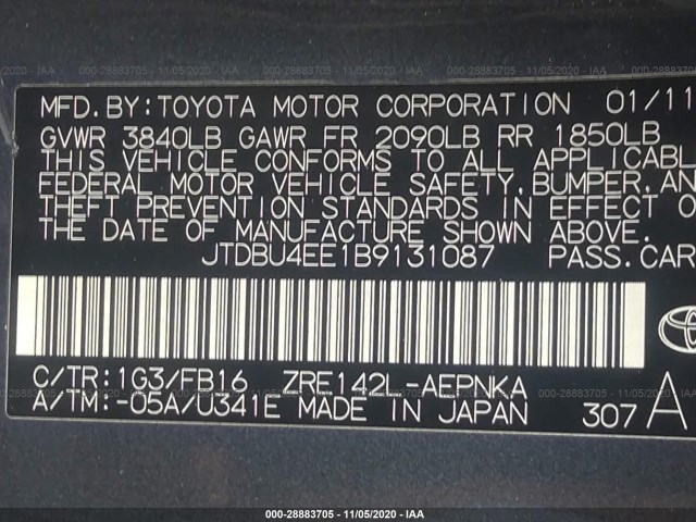 Photo 8 VIN: JTDBU4EE1B9131087 - TOYOTA COROLLA 