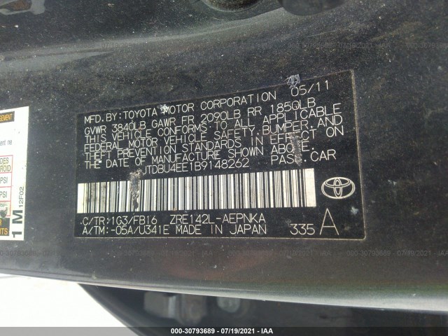 Photo 8 VIN: JTDBU4EE1B9148262 - TOYOTA COROLLA 