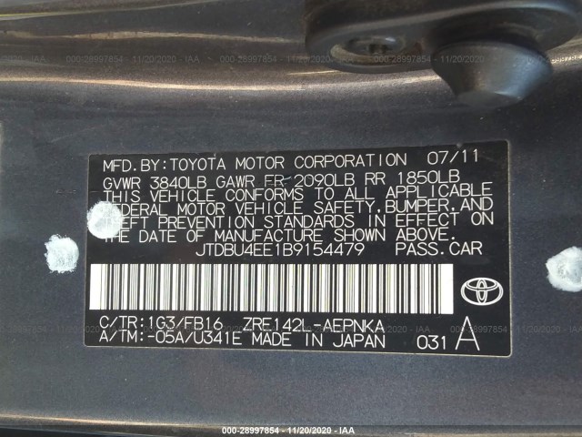 Photo 8 VIN: JTDBU4EE1B9154479 - TOYOTA COROLLA 