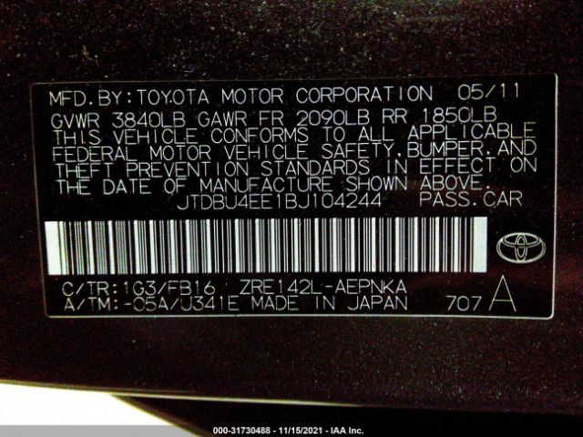 Photo 8 VIN: JTDBU4EE1BJ104244 - TOYOTA COROLLA 