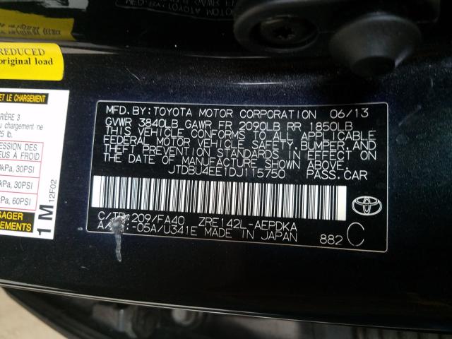 Photo 9 VIN: JTDBU4EE1DJ115750 - TOYOTA COROLLA BA 