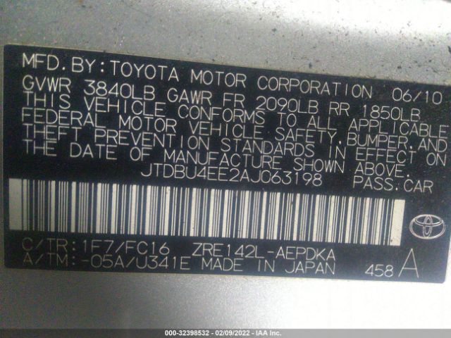 Photo 8 VIN: JTDBU4EE2AJ063198 - TOYOTA COROLLA 