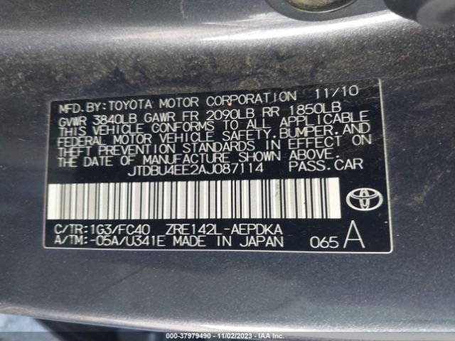 Photo 8 VIN: JTDBU4EE2AJ087114 - TOYOTA COROLLA 