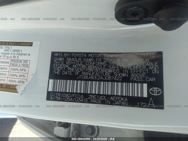 Photo 8 VIN: JTDBU4EE2AJ087422 - TOYOTA COROLLA 