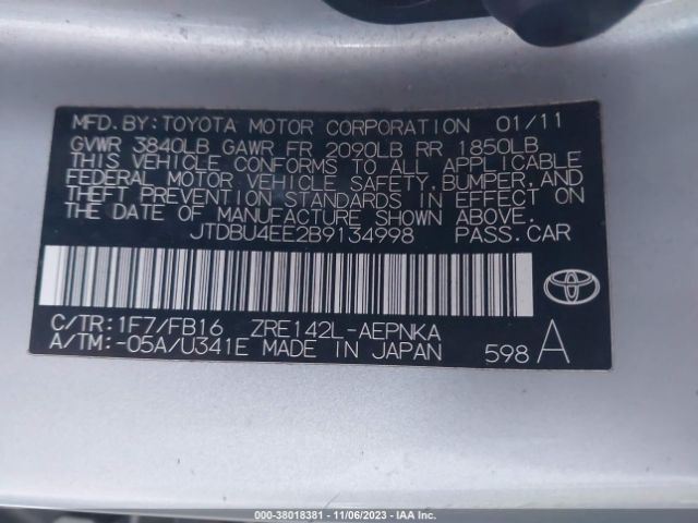 Photo 8 VIN: JTDBU4EE2B9134998 - TOYOTA COROLLA 