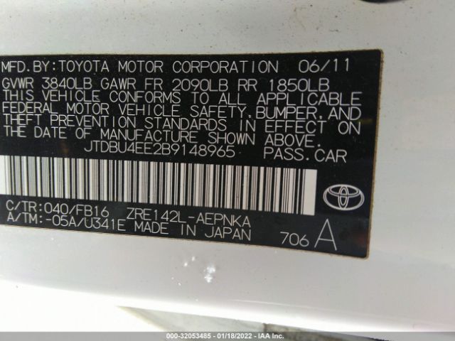 Photo 8 VIN: JTDBU4EE2B9148965 - TOYOTA COROLLA 