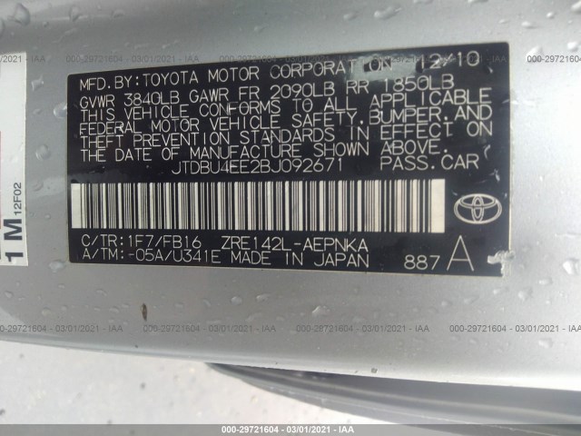 Photo 8 VIN: JTDBU4EE2BJ092671 - TOYOTA COROLLA 