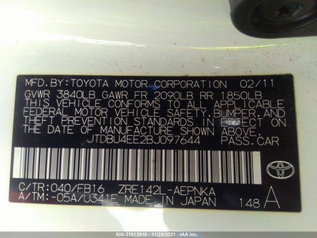 Photo 8 VIN: JTDBU4EE2BJ097644 - TOYOTA COROLLA 