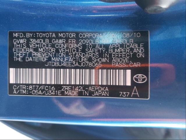 Photo 9 VIN: JTDBU4EE3AJ078065 - TOYOTA COROLLA BA 