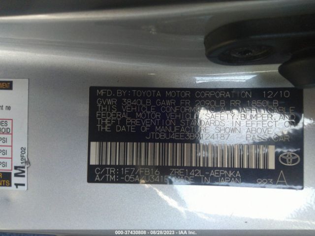 Photo 8 VIN: JTDBU4EE3B9124187 - TOYOTA COROLLA 