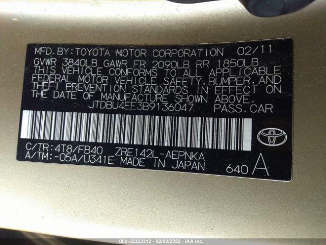 Photo 8 VIN: JTDBU4EE3B9136047 - TOYOTA COROLLA 