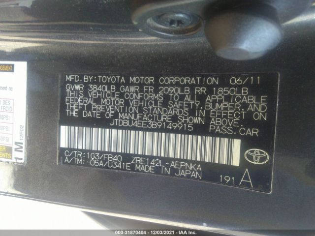 Photo 8 VIN: JTDBU4EE3B9149915 - TOYOTA COROLLA 