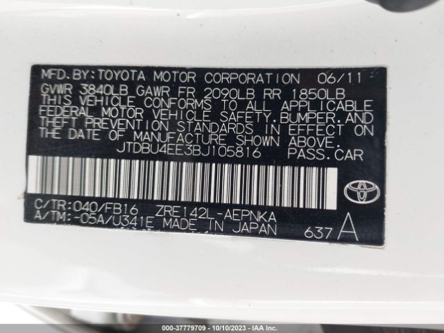 Photo 8 VIN: JTDBU4EE3BJ105816 - TOYOTA COROLLA 