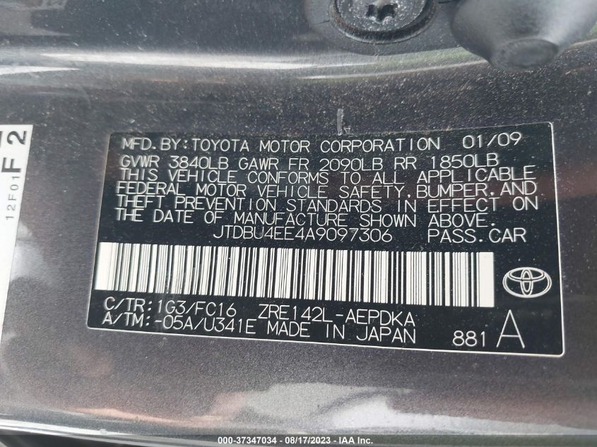 Photo 8 VIN: JTDBU4EE4A9097306 - TOYOTA COROLLA 