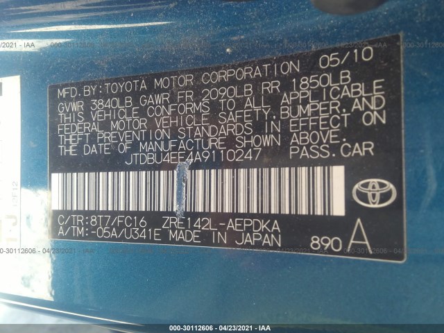 Photo 8 VIN: JTDBU4EE4A9110247 - TOYOTA COROLLA 