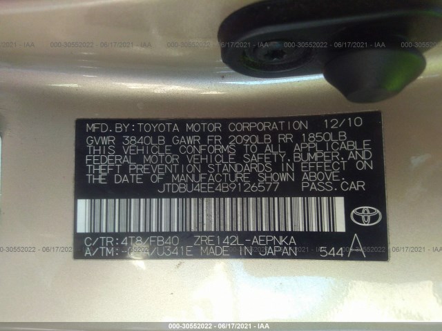 Photo 8 VIN: JTDBU4EE4B9126577 - TOYOTA COROLLA 