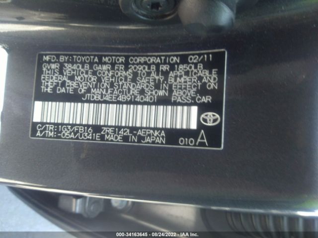 Photo 8 VIN: JTDBU4EE4B9140401 - TOYOTA COROLLA 