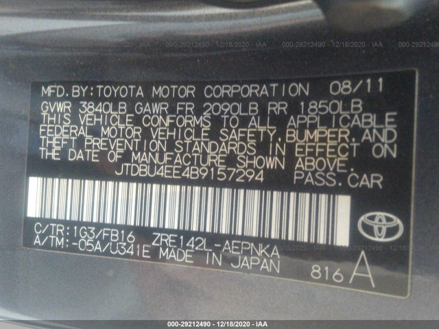 Photo 8 VIN: JTDBU4EE4B9157294 - TOYOTA COROLLA 