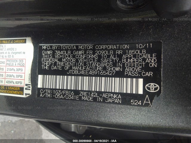 Photo 8 VIN: JTDBU4EE4B9165427 - TOYOTA COROLLA 