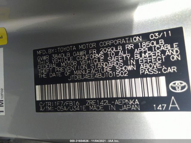 Photo 8 VIN: JTDBU4EE4BJ101502 - TOYOTA COROLLA 