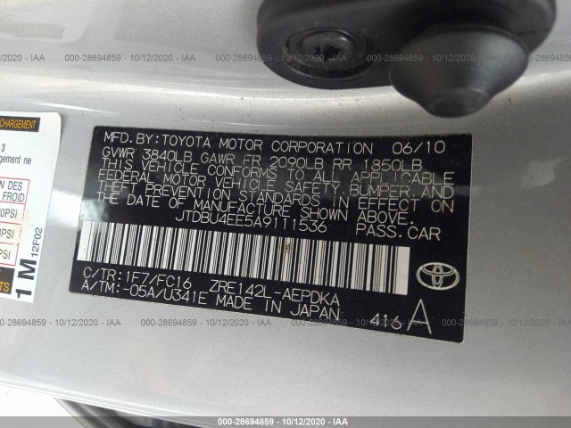 Photo 8 VIN: JTDBU4EE5A9111536 - TOYOTA COROLLA 