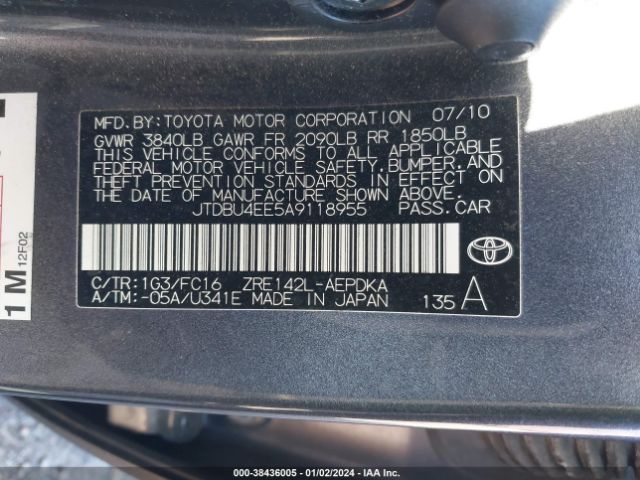 Photo 8 VIN: JTDBU4EE5A9118955 - TOYOTA COROLLA 