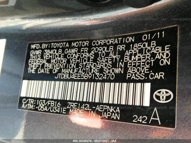 Photo 8 VIN: JTDBU4EE5B9132470 - TOYOTA COROLLA 