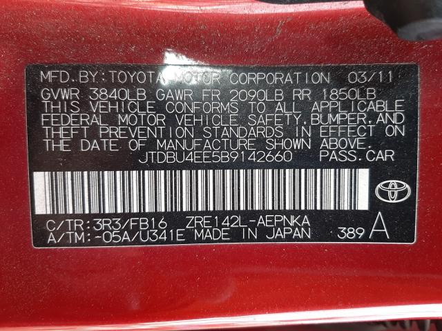 Photo 9 VIN: JTDBU4EE5B9142660 - TOYOTA COROLLA BA 