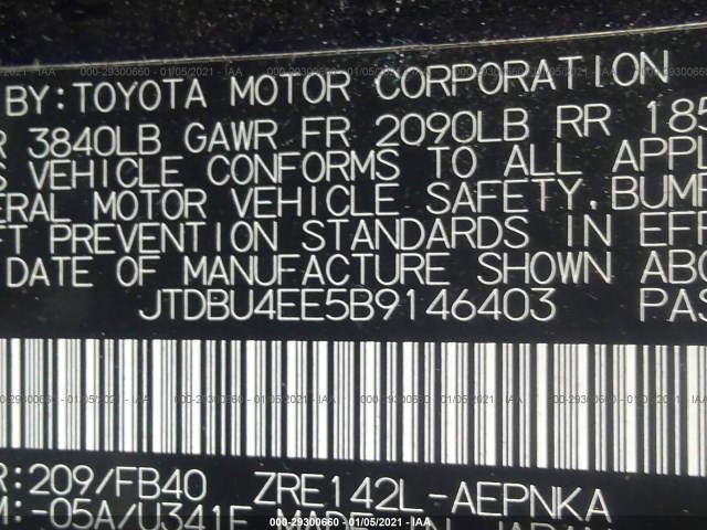 Photo 8 VIN: JTDBU4EE5B9146403 - TOYOTA COROLLA 