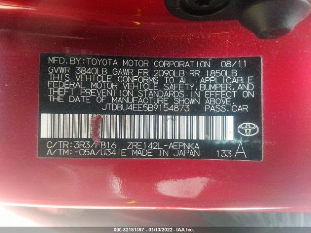 Photo 8 VIN: JTDBU4EE5B9154873 - TOYOTA COROLLA 