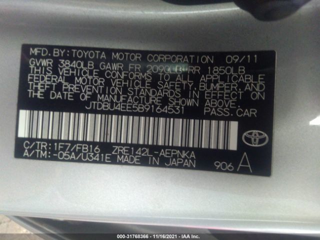 Photo 8 VIN: JTDBU4EE5B9164531 - TOYOTA COROLLA 