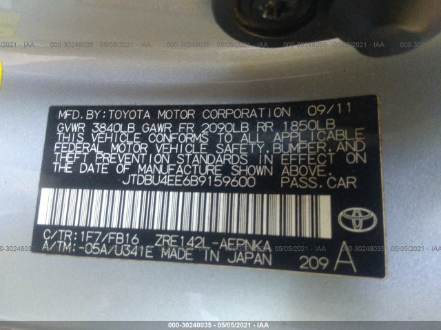 Photo 8 VIN: JTDBU4EE6B9159600 - TOYOTA COROLLA 