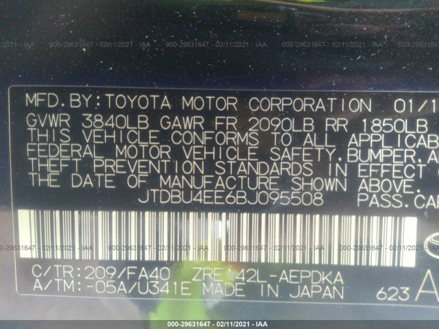 Photo 8 VIN: JTDBU4EE6BJ095508 - TOYOTA COROLLA 