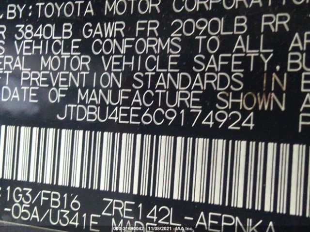 Photo 8 VIN: JTDBU4EE6C9174924 - TOYOTA COROLLA 