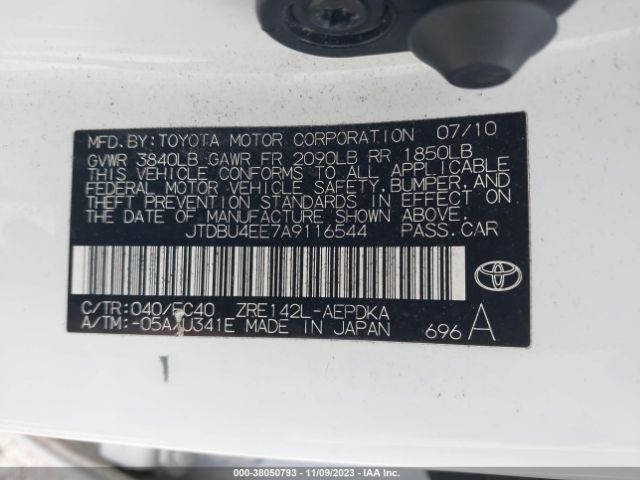 Photo 8 VIN: JTDBU4EE7A9116544 - TOYOTA COROLLA 