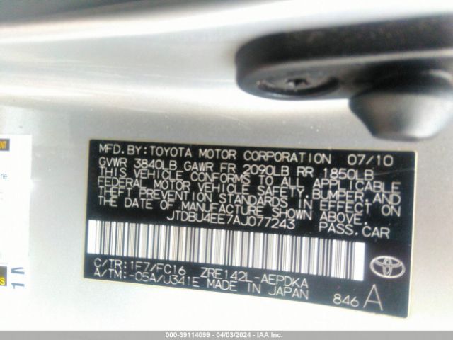 Photo 8 VIN: JTDBU4EE7AJ077243 - TOYOTA COROLLA 