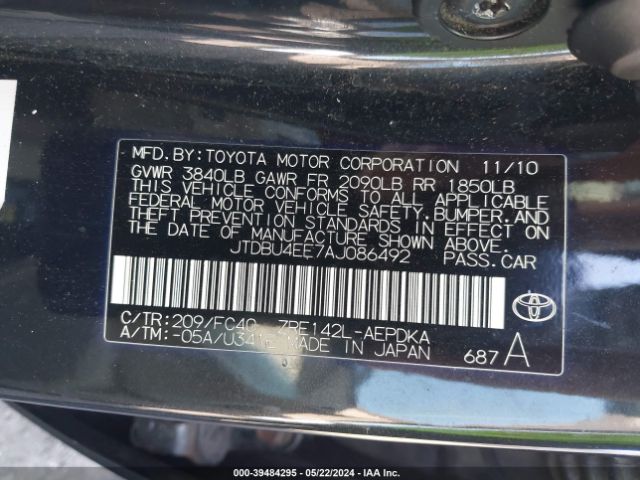 Photo 8 VIN: JTDBU4EE7AJ086492 - TOYOTA COROLLA 