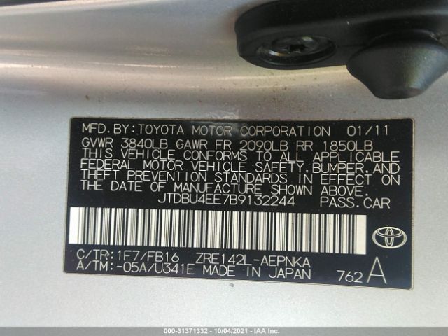 Photo 8 VIN: JTDBU4EE7B9132244 - TOYOTA COROLLA 