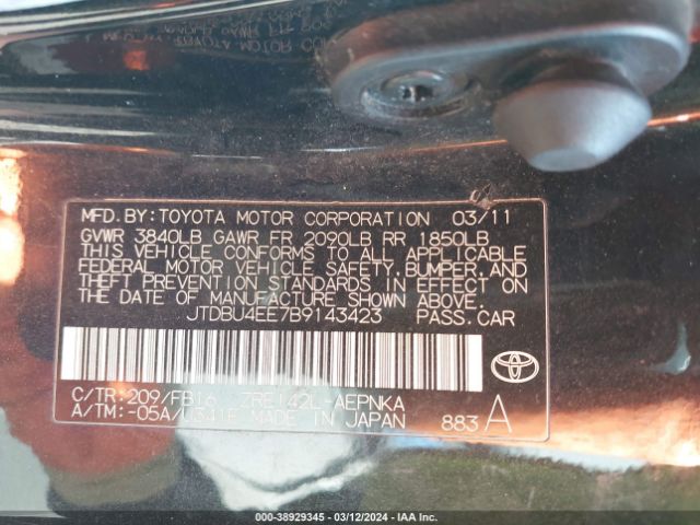 Photo 8 VIN: JTDBU4EE7B9143423 - TOYOTA COROLLA 