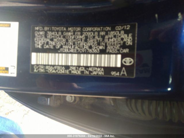 Photo 8 VIN: JTDBU4EE7C9178383 - TOYOTA COROLLA 