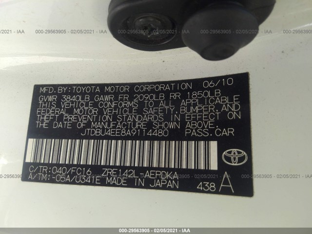 Photo 8 VIN: JTDBU4EE8A9114480 - TOYOTA COROLLA 