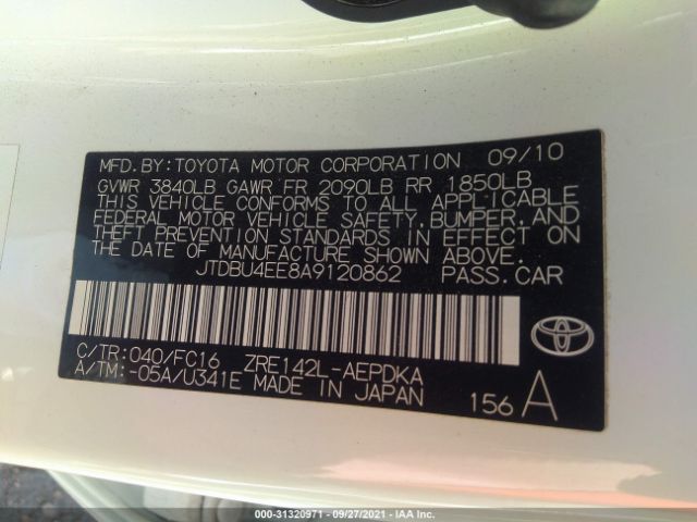 Photo 8 VIN: JTDBU4EE8A9120862 - TOYOTA COROLLA 