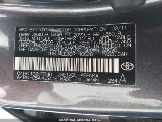 Photo 8 VIN: JTDBU4EE8B9140028 - TOYOTA COROLLA 