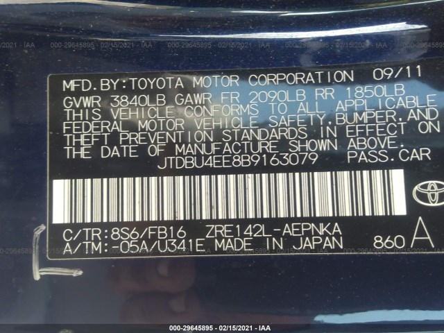 Photo 8 VIN: JTDBU4EE8B9163079 - TOYOTA COROLLA 