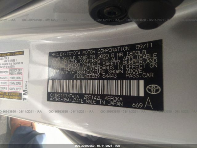 Photo 8 VIN: JTDBU4EE8B9164443 - TOYOTA COROLLA 