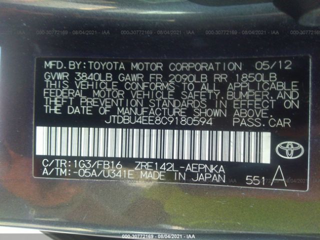 Photo 8 VIN: JTDBU4EE8C9180594 - TOYOTA COROLLA 