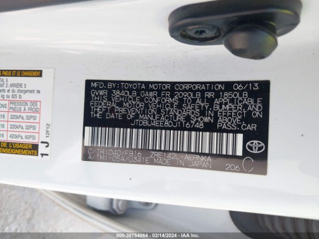 Photo 8 VIN: JTDBU4EE8DJ116748 - TOYOTA COROLLA 