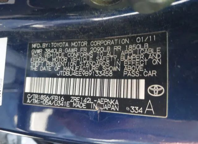 Photo 8 VIN: JTDBU4EE9B9133458 - TOYOTA COROLLA 