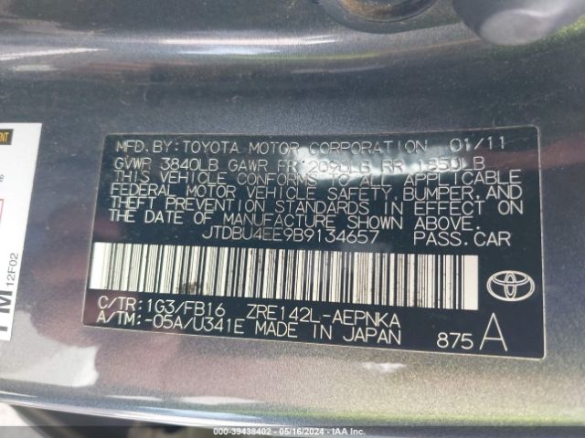 Photo 8 VIN: JTDBU4EE9B9134657 - TOYOTA COROLLA 