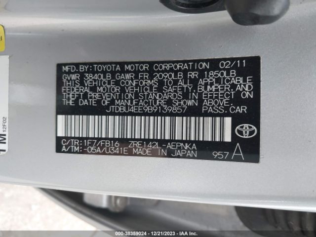 Photo 8 VIN: JTDBU4EE9B9139857 - TOYOTA COROLLA 